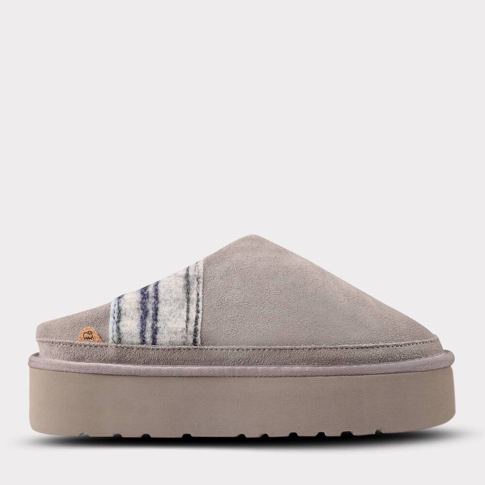 NEW LAMO women's jane slip on platform slipper in grey/multi